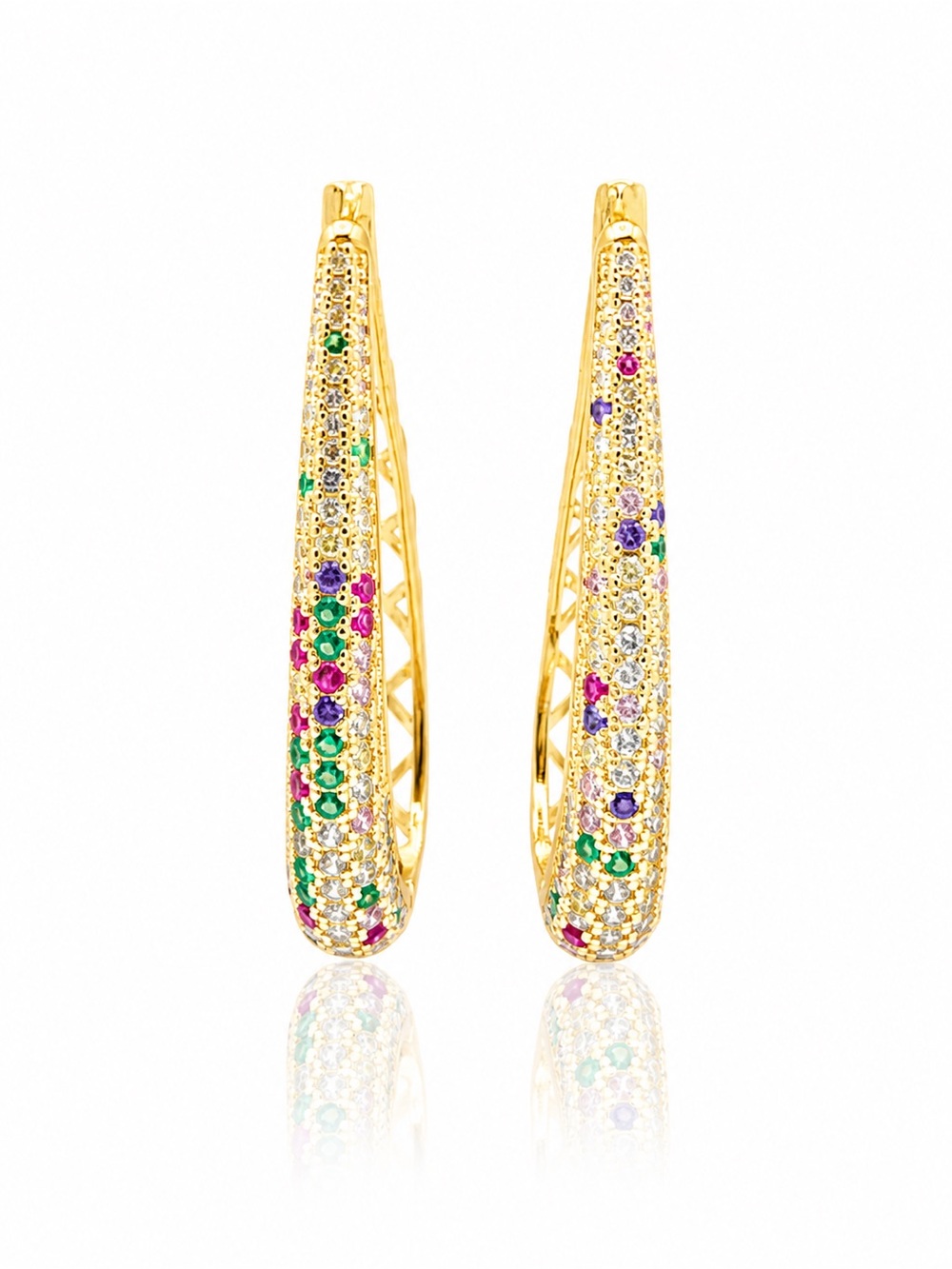 Gold-Filled Multicolor Pave Drop Earrings